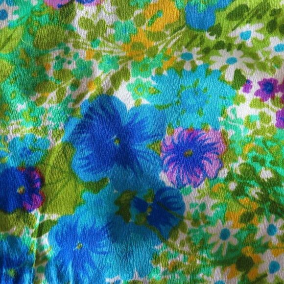 Vintage Melwine of Miami M Maxi Dress Green Purple Teal Floral Mod - Picture 10 of 11